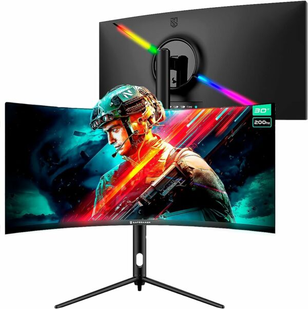 Monitor LED Curvo Gamer Ultrawide 30" WFHD 200Hz 1MS HDMI SafeGamer Preto - Image 6