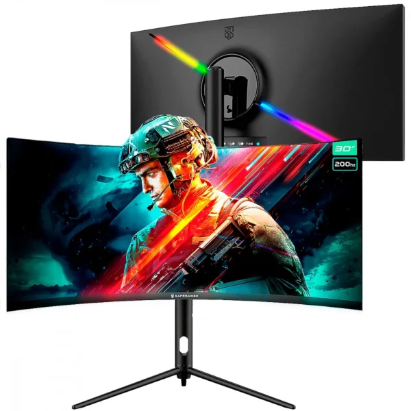 Monitor LED Curvo Gamer Ultrawide 30" WFHD 200Hz 1MS HDMI SafeGamer Preto