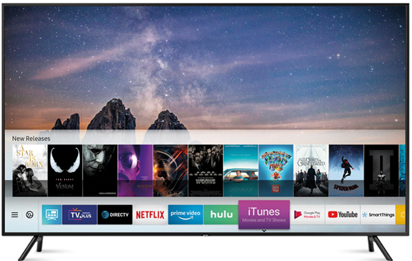 iTunes: Agora nas TVs Samsung Novidade! Assista em UHD 4K os últimos lançamentos de filmes e séries direto do aplicativo iTunes6 nas TVs Samsung. Mais, veja os seus conteúdos pessoais na TV Samsung através do Apple Airplay 2.