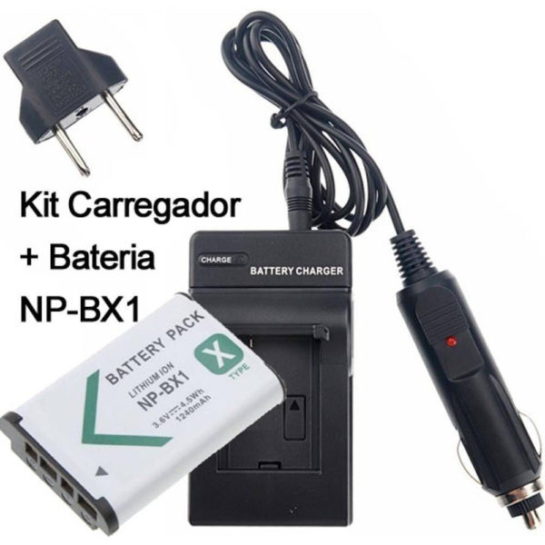 KIT BATERIA + CARREGADOR Sony NP-BX1 para Sony DSC-RX1, DSC-RX100M2, DSC-HX300, HDR-MV1, HDR-AS15, D 1