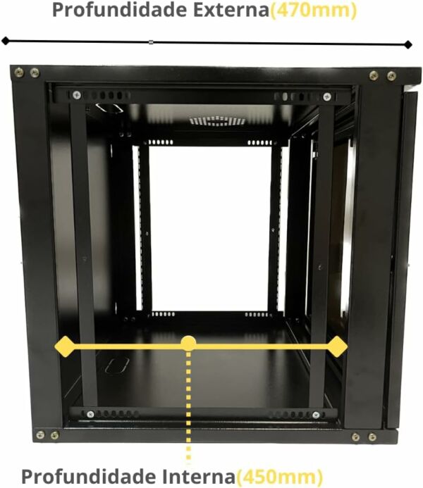 Mini Rack de Parede Padrão 19 Polegadas Cabeamento Estruturado CFTV 8U X 470mm - Image 3