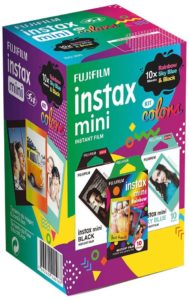 Filme Instax Color 3 Packs com 10 Poses, Fujifilm, Sky Blue, Rainbow e Black 2