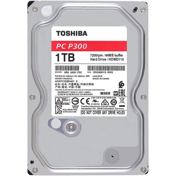 HD Interno Toshiba P300 1TB 3.5" para desktop - HDWD110XZSTA (embalagem BOX) 1