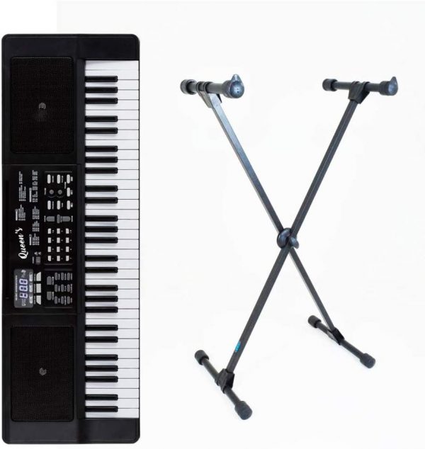 Kit Teclado Musical iniciante 61 Teclas Queen’s + Suporte para Teclado X10SP 1