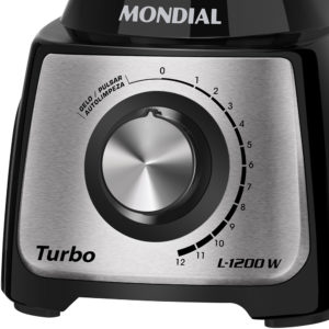 Liquidificador Turbo Inox 1200W, Preto, Mondial, L-1200 BI. 2