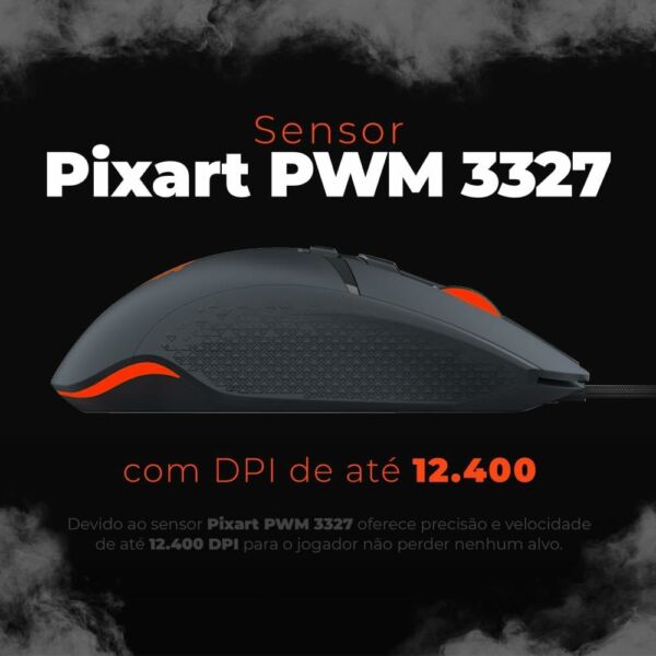 Mouse Gamer Phantom Light Good Game Sensor Óptico DPI 12.400 LED RGB G3MS01BK Preto Geonav - Image 4